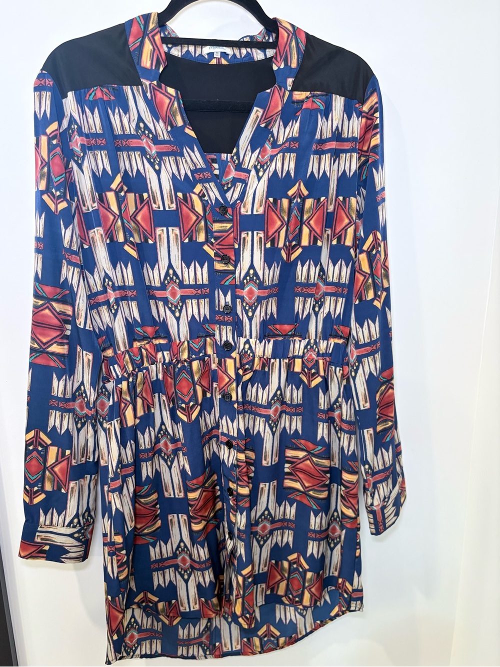 Marabelle Boho Aztec Print Long Sleeve Tunic Dress Size Medium